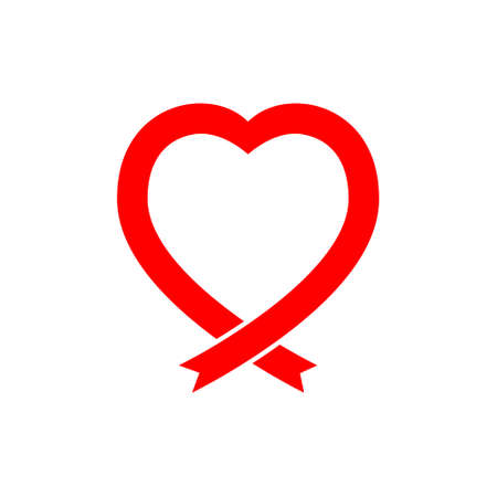 Red ribbon, breast cancer awareness flat vector icon for apps and websites.のイラスト素材