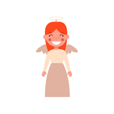 Little baby Christmas angel. Fairy book character. Vector illustration.のイラスト素材