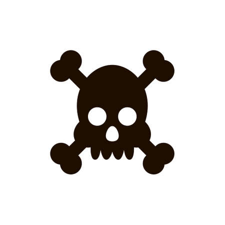 Crossbones, death skull, danger or poison flat vector icon for apps and websites.のイラスト素材