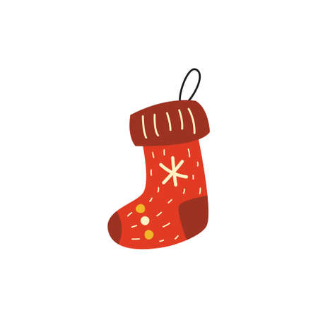 Christmas sock. Vector minimal flat design illustration on white background.のイラスト素材