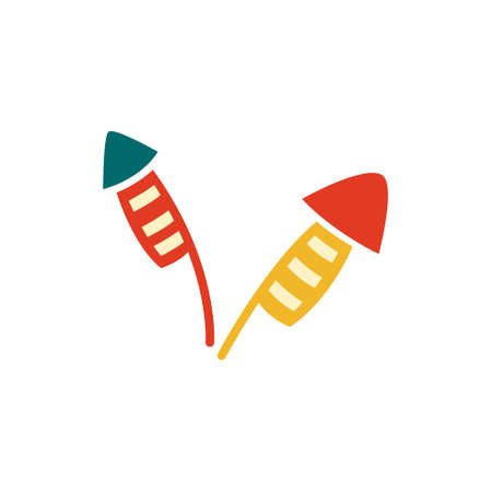 Firecracker icon. Flat design style modern vector illustration. Isolated over white background. Flat icon. Elements in flat design.のイラスト素材