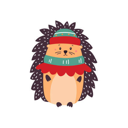 Vector illustration of a cute hedgehog isolated on white background.のイラスト素材
