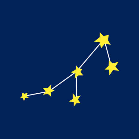 Constellation. Yellow stars. Vector illustration. Icon on a blue background.のイラスト素材