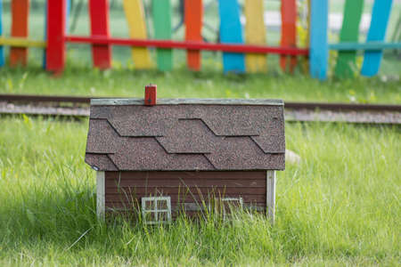 Small house in the grassの写真素材
