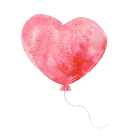 Watercolor Valentine's day balloon. Pink balloon heart isolated on white. Holiday pink balloon.の写真素材