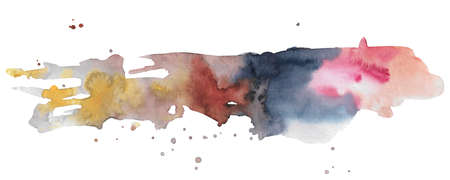 Bright watercolor stains. Splash shades on white background. The Abstract hand drawn color splashing.の写真素材