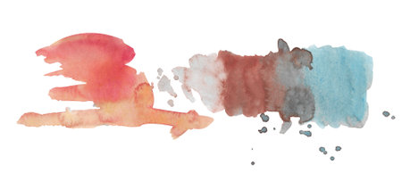 Bright watercolor stains. Splash shades on white background. The Abstract hand drawn color splashing.の写真素材