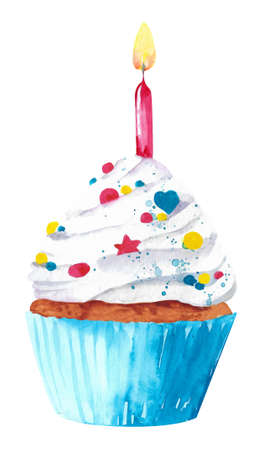 watercolor cake. Cake in a pink package with sprinkles.の写真素材