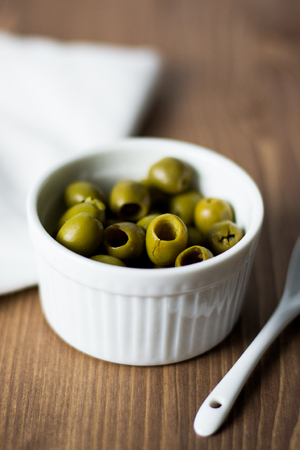 Green olivesの写真素材