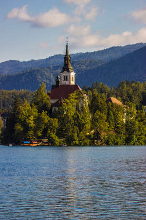 Bled castle from other side, hidden behind treesのeditorial素材