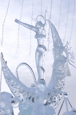 YEKATERINBURG - JANUARY 03: "Again lit star" authors Oleg Klavdeev and Alexandr Murzin, annual competition of ice shapes, January 03, 2013 in Yekaterinburg, Russiaのeditorial素材