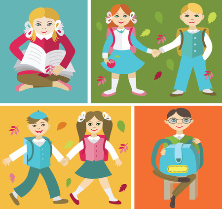 Back to school (vector illustration, flat concept)のイラスト素材