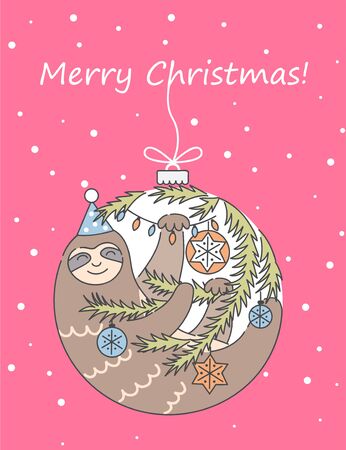 Merry Christmas card, vector illustationのイラスト素材