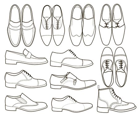 collection of men footwear isolated on white backgroundのイラスト素材