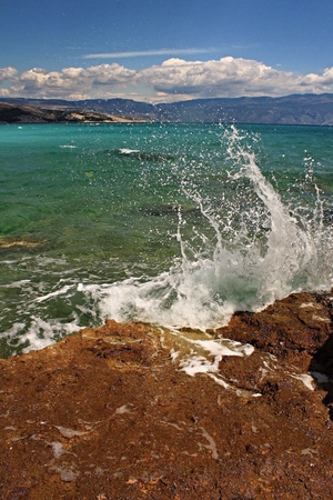 Beach of stones in Croatiaの写真素材