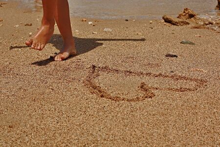 playing on the beachの写真素材