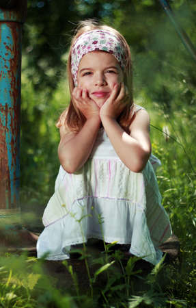 Girl in white dressの写真素材