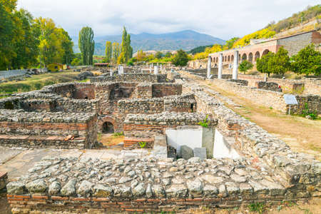 Hitorical site with ruins of Heraclea city with no peole and  nature in Bitola. Macedoniaの写真素材
