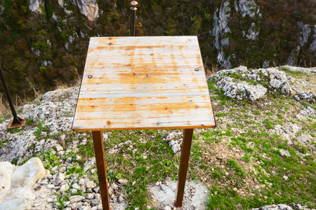 Blank space wooden Information board for tourists in natureの写真素材