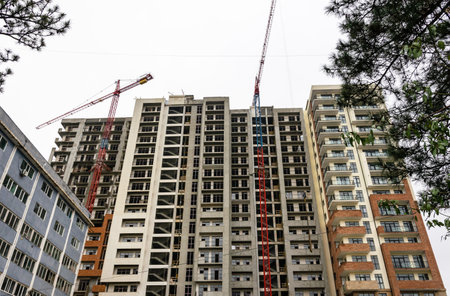 Block house Construction site view in Saburtalo. Georgia. 2020のeditorial素材