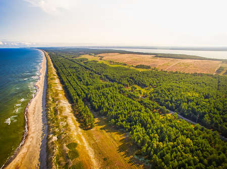 Overhead aerial view Baltic Sea Curonian Spit nature. Natural beauty lithuaniaの写真素材