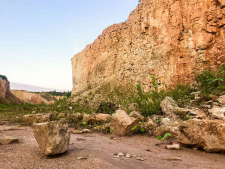 Spectacular limestone canyon walls in Lithaunia countrysideの写真素材