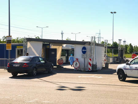 Siauliai, Lithuania - 3rd June, 2021: mobile testing centers for coronavirus (COVID-19) in Siauliai