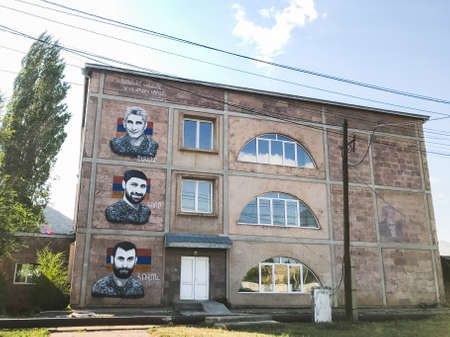 29th august, Armenia: block building with graffiti of armenian soldiers