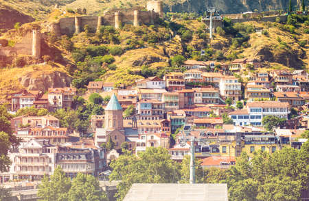 Old Tbilisi historical buildings. Caucasus Travel culture sightseeing landmarksのeditorial素材