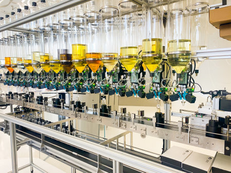 Dubai, UAE - 3rd october, 2022: Museum of future in Dubai display. Perfume Plant for the production of perfume. Automated system production of perfume in the future.のeditorial素材