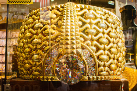 Dubai, UAE - 12th october, 2022 : largest gold ring in the world 21- carat behemoth, weights 64 kb. Cost $3 million USA dollarsのeditorial素材