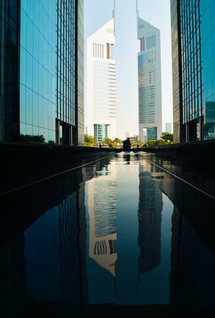 Dubai , UAE - 3rd october, 2022: employer business man sit in Dubai Financial center district DIFC,United Arab Emirates unique modern buildingsのeditorial素材