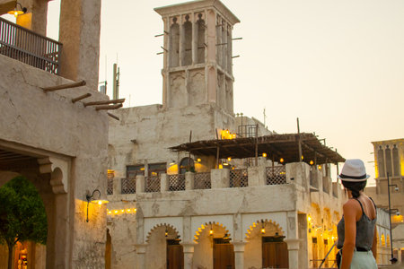 Tourist in Dubai old creekの写真素材