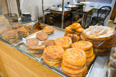 Fresh natural iranian bakery fresh produce on display for sale in street market