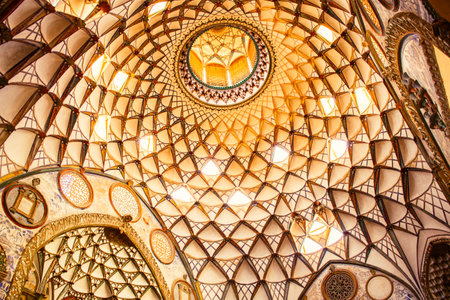 Kashan, Iran - 29th june, 2022: Amazing view of hot bathing hall (garmkhaneh) at Sultan Amir Ahmad Bathhouse. Persian public bathhouse. Kashan is a popular tourist destination of the Middle East.のeditorial素材