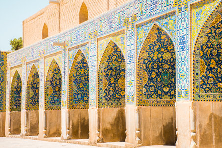 Artwork on walls in courtyard Friday Mosque (Jame Mosque Of Isfahan)のeditorial素材