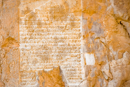 Nasqsh-e Rostam, Iran - 2022: The investiture of Narse monument. Tombs of Artaxerxes I and Darius the Great, kings of the Achaemenid empire, located in the Naqsh-e Rostamのeditorial素材