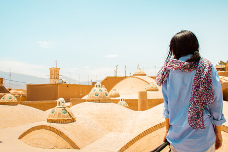 Kashan, Iran - 29th june, 2022: female tourist visit Sultan Amir Ahmad Bathhouse. Group of tourist visit famous bathhouse in Kashanの写真素材