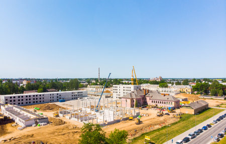 Siauliai, Lithuania - 27th june, 2023: Aerial view new military base construction site.Nato expansion in east. Margiris battalion military base facilities.National security concernのeditorial素材