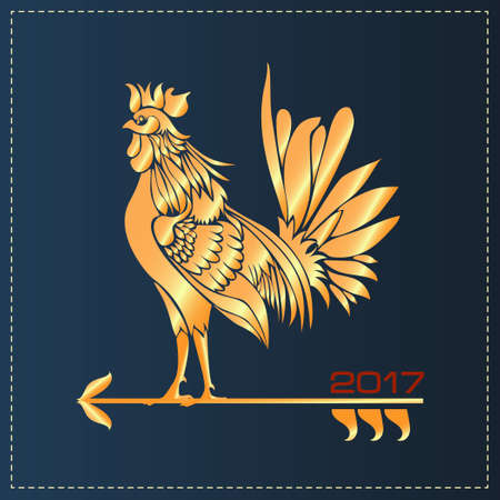 Vector illustration for 2017 year with rooster - chinese symbol of new year. Golden Cockerelのイラスト素材