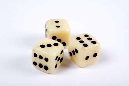 three dice on white background