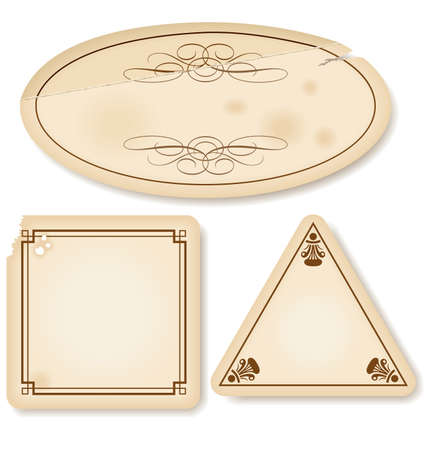 Series of photo-realistic vector illustrations of antique paper labels.のイラスト素材