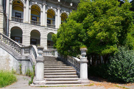 Old building with a stone staircase in the Park.の写真素材