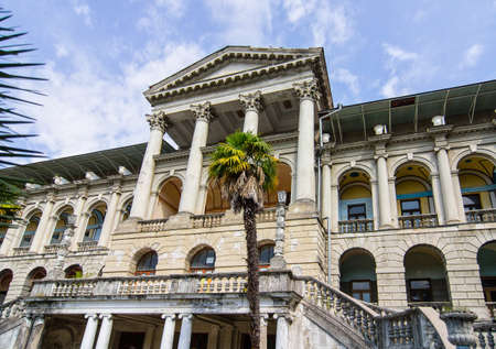 RUSSIA, SOCHI - JULY 25, 2020: Beautiful old building of the sanatorium named after Sergo Ordzhonikidze on a sunny summer day. Architect Ivan Sergeevich Kuznetsovのeditorial素材