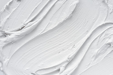 White cream texture. Protection and nutrition of the facial skin. Macro.の写真素材