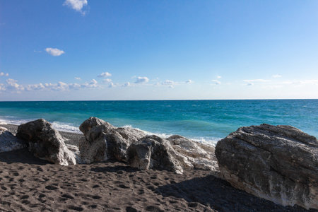 White rocks, a beautiful place on the Black Sea coast. Tsandripsh, Abkhaziaの写真素材