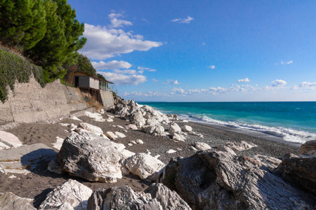 White rocks, a beautiful place on the Black Sea coast. Tsandripsh, Abkhaziaの写真素材