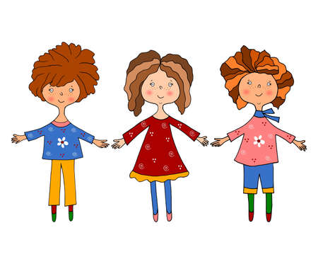 Girls. Set of cartoon charactersの写真素材