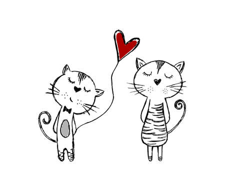Valentine  Handmade ink illustrationの写真素材