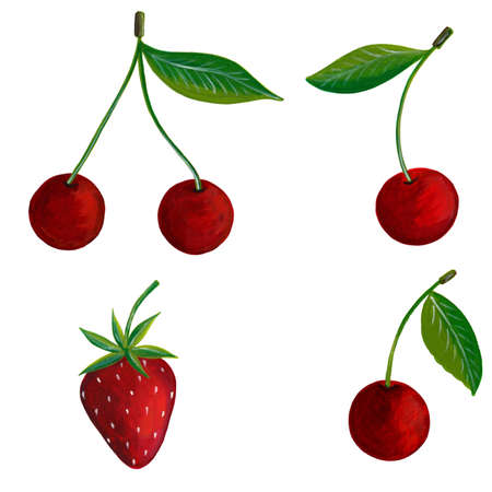 Artwork  strawberry and cherryの写真素材
